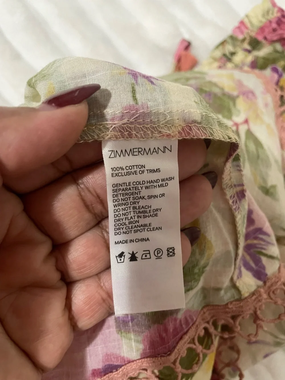 Zimmermann Girls Floral Peasant Blouse - Pink & Cream - Picture 6 of 13